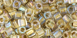 TOHO - Cube 3mm : Inside-Color Crystal/Gold-Lined