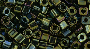 TOHO Cube 3mm : Metallic Iris - Green/Brown