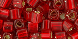 TOHO - Cube 4mm : Silver-Lined Siam Ruby