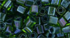 TOHO - Cube 4mm : Inside-Color Rainbow Peridot/Opaque Green-Lined