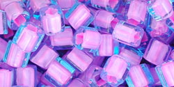 TOHO - Cube 4mm : Inside-Color Aqua/Bubble Gum Pink-Lined
