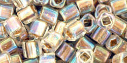 TOHO - Cube 4mm : Gold-Lined Rainbow Crystal