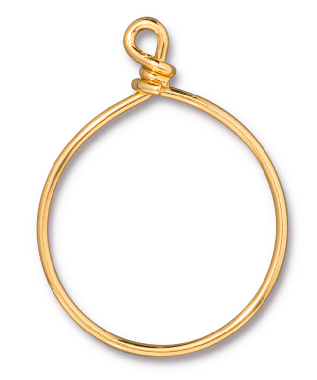 TierraCast : Brass Wire Hoop - 32 mm ID, 15 Gauge, Gold-Plated