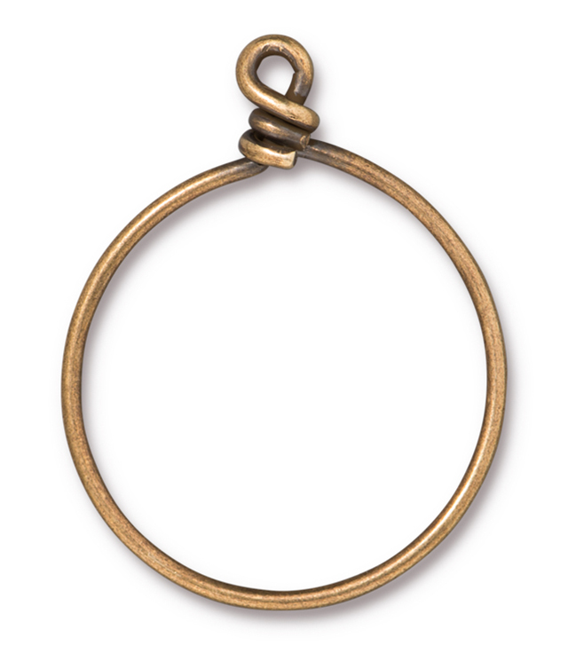 TierraCast : Brass Wire Hoop - 32 mm ID, 15 Gauge, Brass Oxide