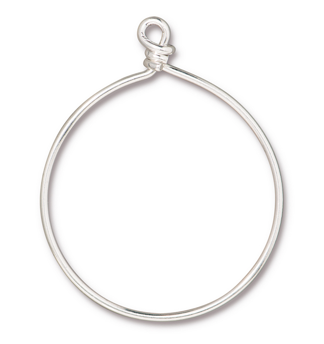 TierraCast : Brass Wire Hoop - 42 mm ID, 15 Gauge, Silver-Plated