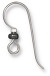 TierraCast : Earwire - French Hook, 20g, 2mm SS Bead & 3mm Black Heishi, Niobium Grey