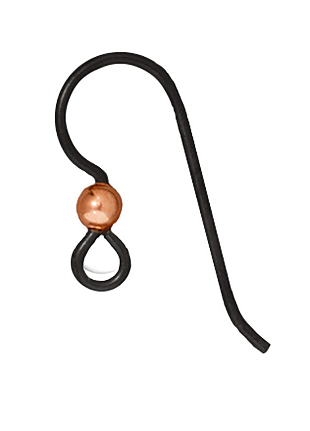 TierraCast : Earwire - 3 mm Copper Bead, Niobium Black