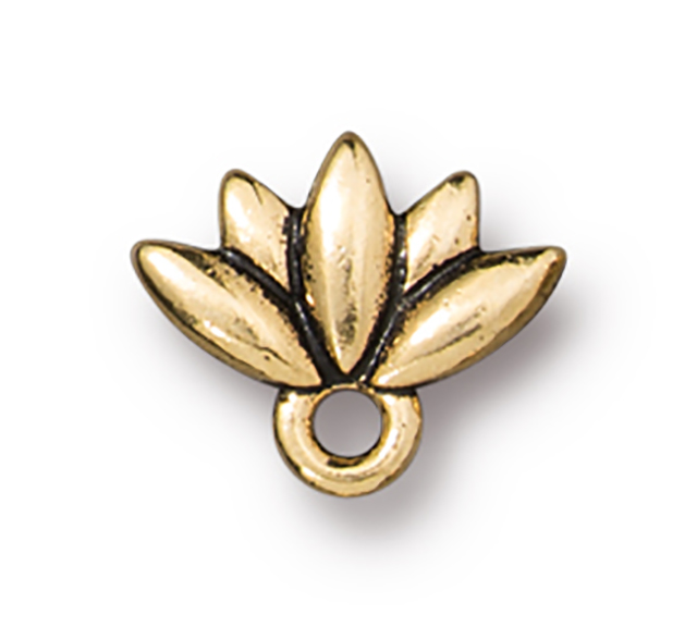 TierraCast : Post - 11.5 x 10mm, Post Length 9.5mm, 1.7mm Loop, Lotus, Antique Gold