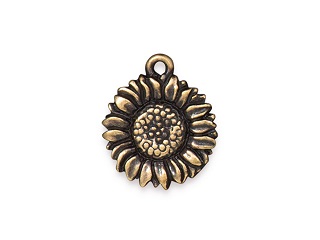 TierraCast : Drop Charm - Sunflower, Brass Oxide