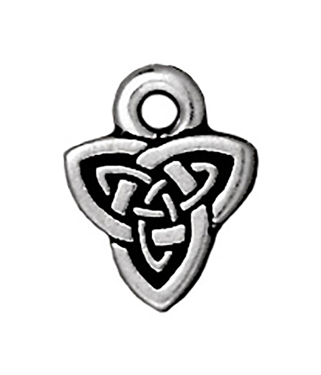 TierraCast : Drop Charm - 10 x 8mm, 1.25mm Loop, Celtic Triad, Antique Silver