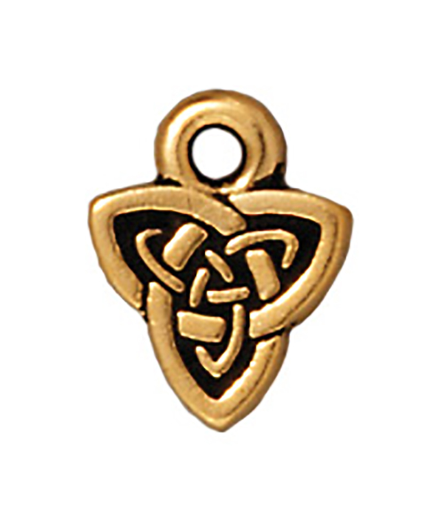 TierraCast : Drop Charm - 10 x 8mm, 1.25mm Loop, Celtic Triad, Antique Gold