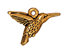 TierraCast : Drop Charm - 19 x 14mm, 1.25mm Loop, Hummingbird, Antique Gold