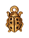 TierraCast : Drop Charm -13 x 8.5mm, 1.25mm Loop, Ladybug, Antique Gold