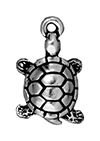 TierraCast : Drop Charm - 19 x 11mm, 2mm Loop, Turtle, Antique Silver