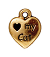 TierraCast : Drop Charm - 13 x 10mm, 1.5mm Loop, Love My Cat, Antique Gold