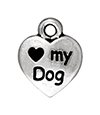 TierraCast : Drop Charm - 13 x 10mm, 1.5mm Loop, Love My Dog, Antique Silver