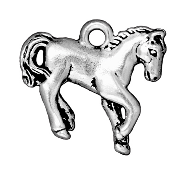 TierraCast : Drop Charm - 19.5 x 18mm, 2.25mm Loop, Yearling, Antique Silver