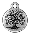 TierraCast : Drop Charm - 19 x 15.5mm, 2mm Loop, Tree of Life, Antique Silver