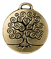 TierraCast : Drop Charm - 26.5 x 23.5mm, 1.75mm Loop, Tree of Life Pendant, Antique Gold