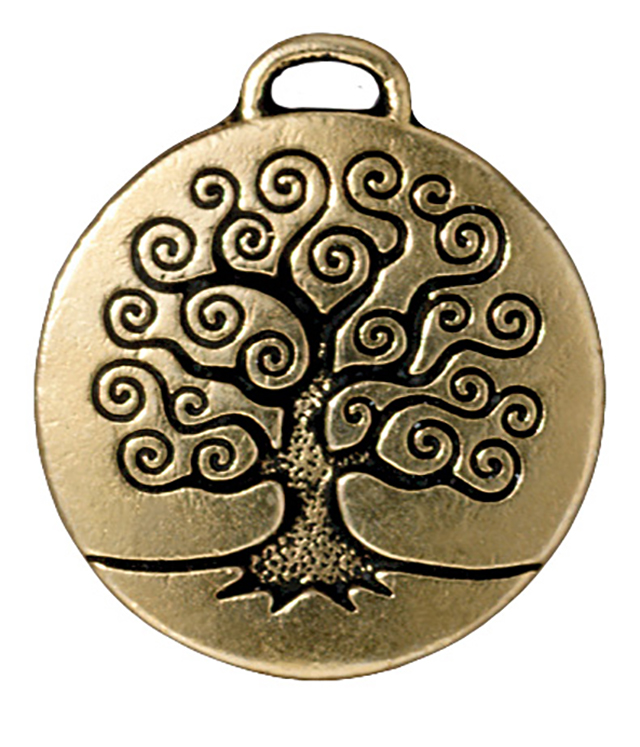 TierraCast : Drop Charm - 26.5 x 23.5mm, 1.75mm Loop, Tree of Life Pendant, Antique Gold