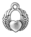 TierraCast : Drop Charm - 18 x 15mm, 2mm Loop, Winged Heart, Antique Silver