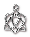 TierraCast : Drop Charm - 21 x 16mm, 1.75mm Loop, Small Celtic Open Heart, Antique Silver