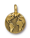 TierraCast : Charm - 17 x 12mm, 2.6mm Loop, Earth, Antique Gold