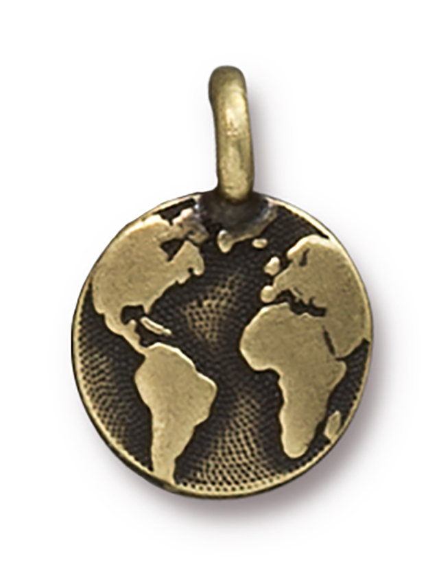 TierraCast : Charm - 17 x 12mm, 2.6mm Loop, Earth, Brass Oxide