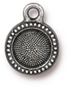 TierraCast : Charm - 14 x 10.5mm, 1.5mm Loop, SS34 Bezel, Antique Pewter