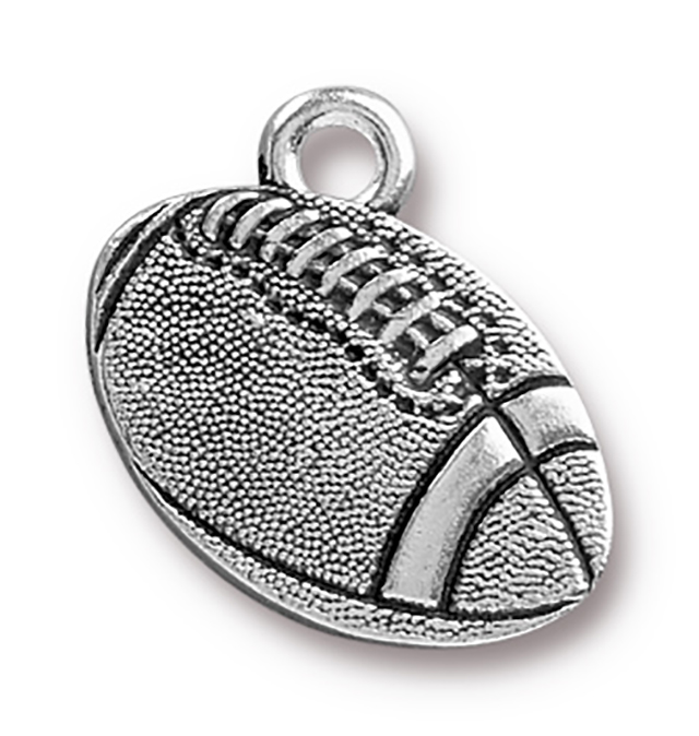 TierraCast : Charm - 18 x 17.5mm, 2.2mm Loop, Football, Antique Silver