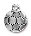TierraCast : Charm - 19 x 15.5mm, 2.3mm Loop, Soccer Ball, Antique Silver