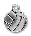 TierraCast : Charm - 19 x 15.5mm, 2.3mm Loop, Volleyball, Antique Silver