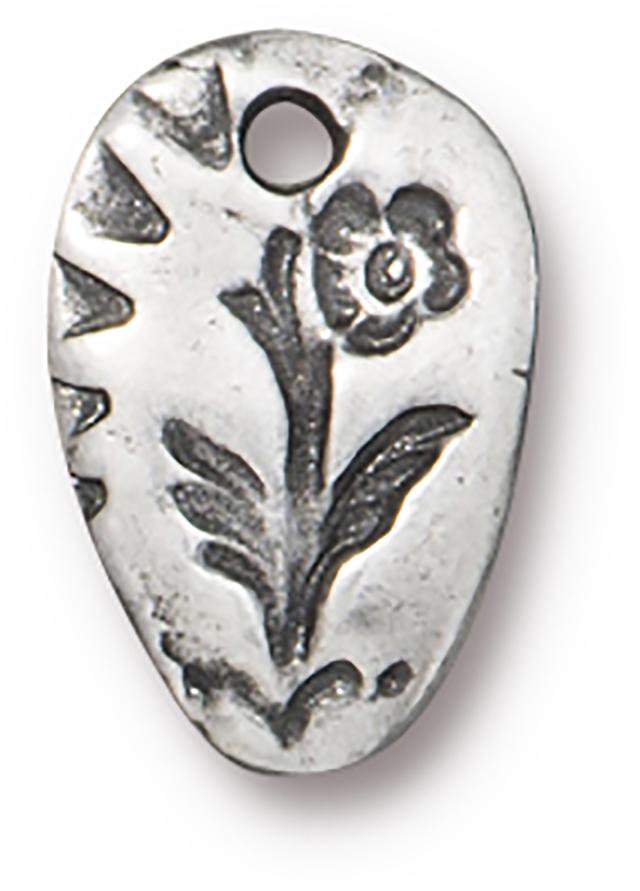 TierraCast : Charm - 14 x 9.5mm, 1.4mm Loop, Flora, Antique Pewter