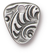 TierraCast : Charm - 10 x 9mm, 1.6mm Loop, Jardin Triangle, Antique Pewter