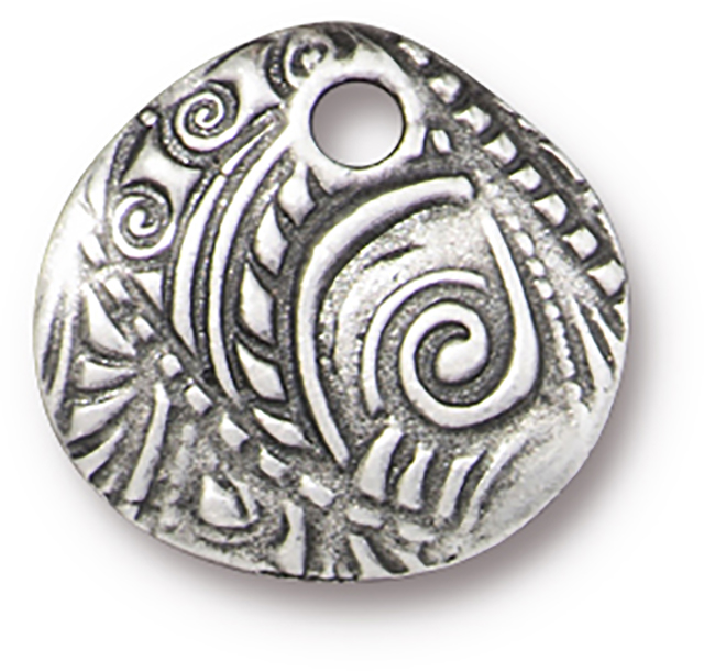 TierraCast : Charm - 15 x 14mm, 1.9mm Loop, Jardin, Antique Pewter