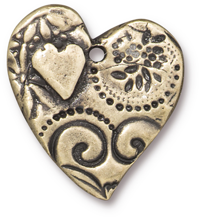 TierraCast : Pendant - 23.5 x 22.5mm, 1.7mm Loop, Amor, Brass Oxide