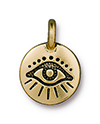 TierraCast : Charm - 17 x 12mm, 2.6mm Loop, Evil Eye, Antique Gold