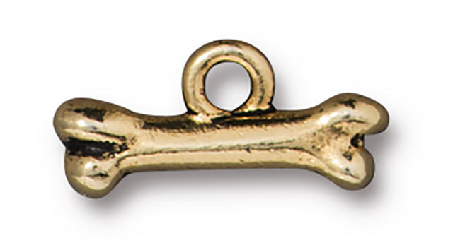 TierraCast : Charm - 16 x 7.5mm, 2.2mm Loop, Bone, Antique Gold