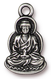 TierraCast : Charm - 21 x 12mm, 2mm Loop, Buddha, Antique Pewter