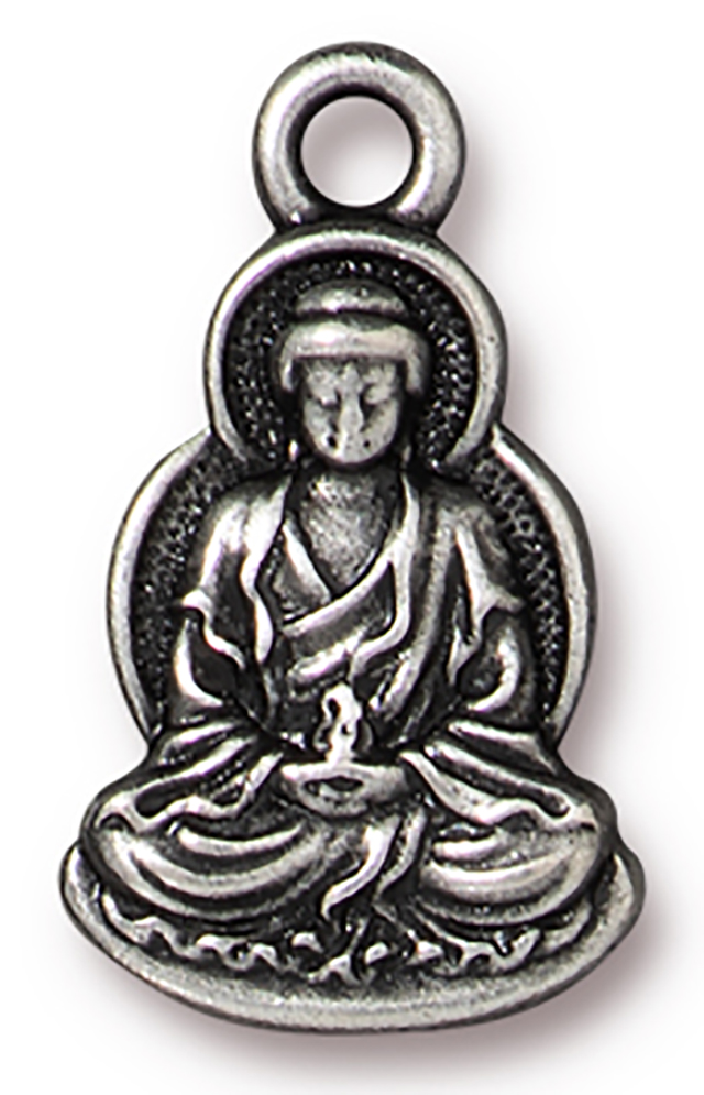 TierraCast : Charm - 21 x 12mm, 2mm Loop, Buddha, Antique Pewter