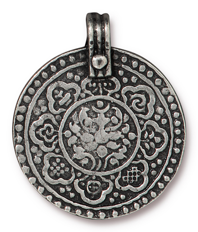 TierraCast : Pendant - 31.5 x 26mm, 2.7mm Loop, 8 Fold Path, Antique Pewter