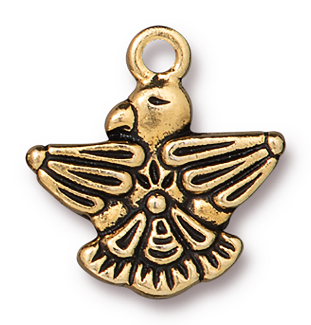 TierraCast : Charm - 19 x 18mm, 2mm Loop, Thunderbird, Antique Gold