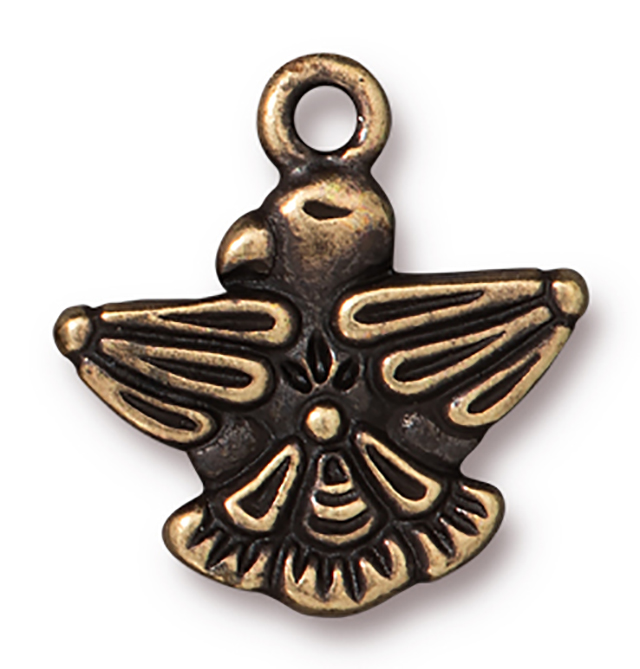 TierraCast : Charm - 19 x 18mm, 2mm Loop, Thunderbird, Brass Oxide