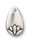 TierraCast : Charm - 13 x 8mm, 1.4mm Loop, Lotus Petal, Antique Silver