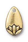 TierraCast : Charm - 13 x 8mm, 1.4mm Loop, Lotus Petal, Antique Gold