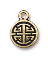 TierraCast : Charm - 15 x 11mm, 1.7mm Loop, Chinese Lu, Antique Gold