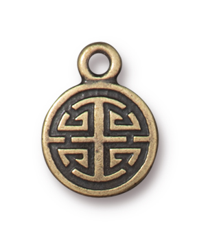 TierraCast : Charm - 15 x 11mm, 1.7mm Loop, Chinese Lu, Brass Oxide