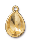 TierraCast : Drop Charm - Plain 18 x 13mm Pear Bezel, Gold