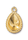 TierraCast : Drop Charm - Beaded 14 x 10mm Pear Bezel, Gold