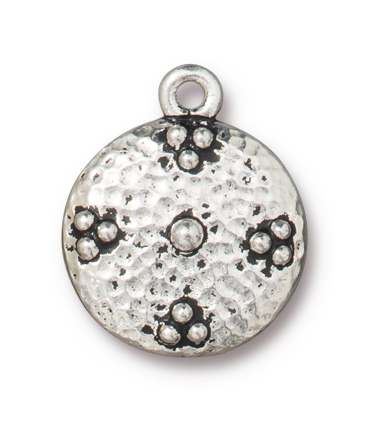 TierraCast : Charm - 19 x 16mm, 1.7mm Loop, Opulence, Antique Silver